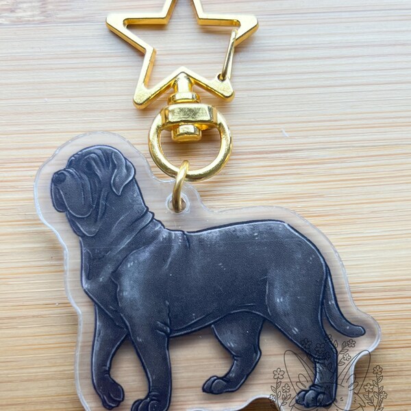 Neapolitan Mastiff Dog Acrylic Keychain | star clasp vograce kawaii double sided dog lover gift charm