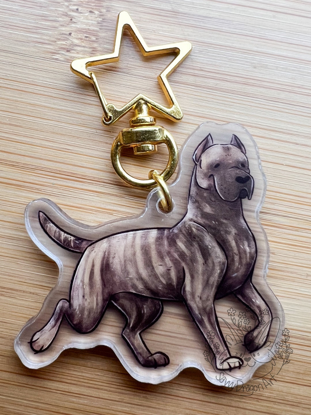 Cane Corso Dog Acrylic Keychain Star Clasp Vograce Kawaii Etsy