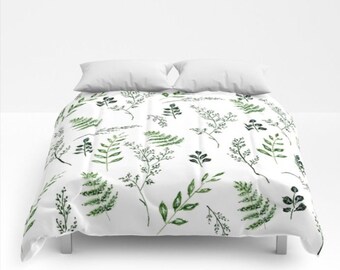 HLC Floral Leaf Trail Botanical Grey Bedding Duvet Cover Set