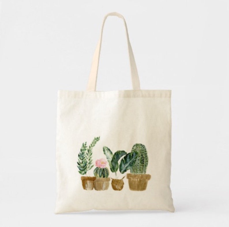 Succulent Tote Bag Plant Tote Bag Palm Leaf Tote Bag Cactus | Etsy