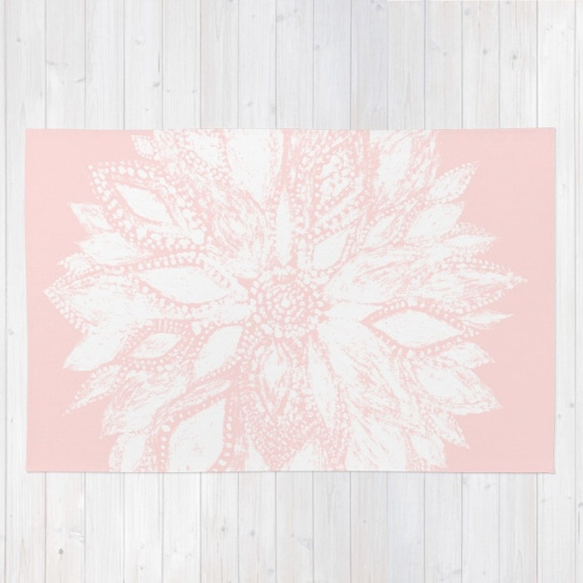 Blush Pink Flower Area Rug Blush Pink Rug Light Pink Rug Etsy