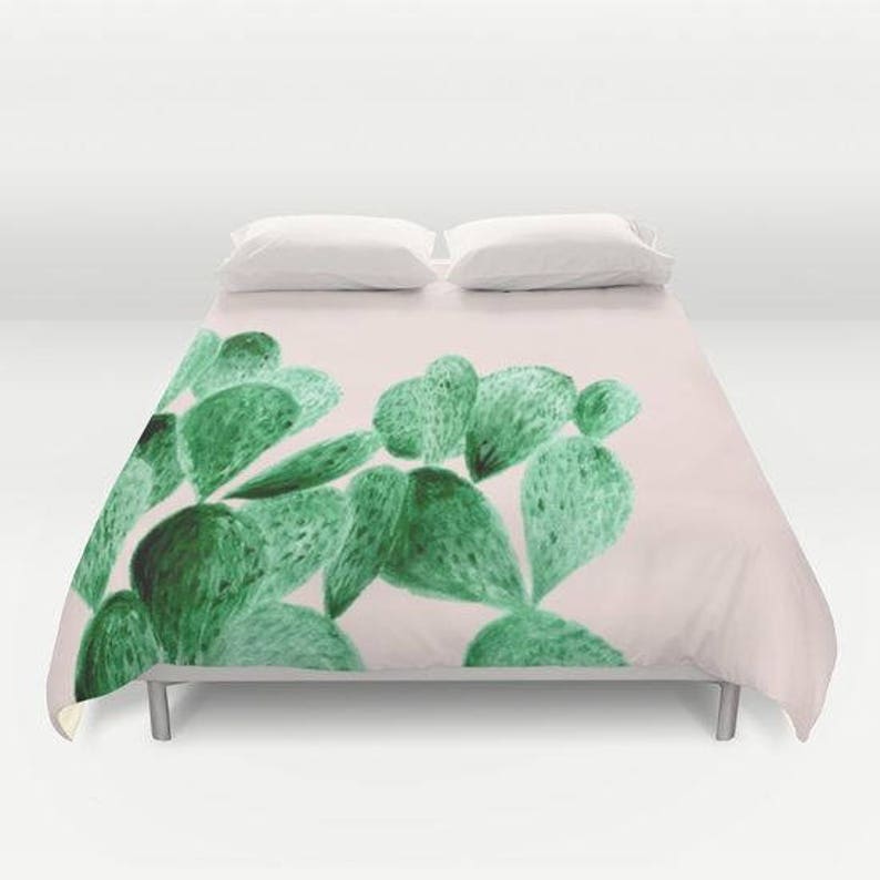 Blush Pink Cactus Duvet Cover Pink Duvet Cover Cactus Etsy