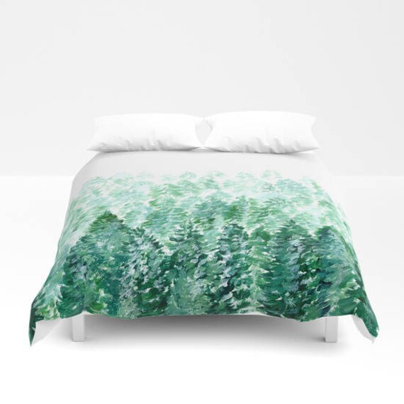 Forest Duvet Cover Tree Duvet Cover Forest Duvet Pine Tree Etsy