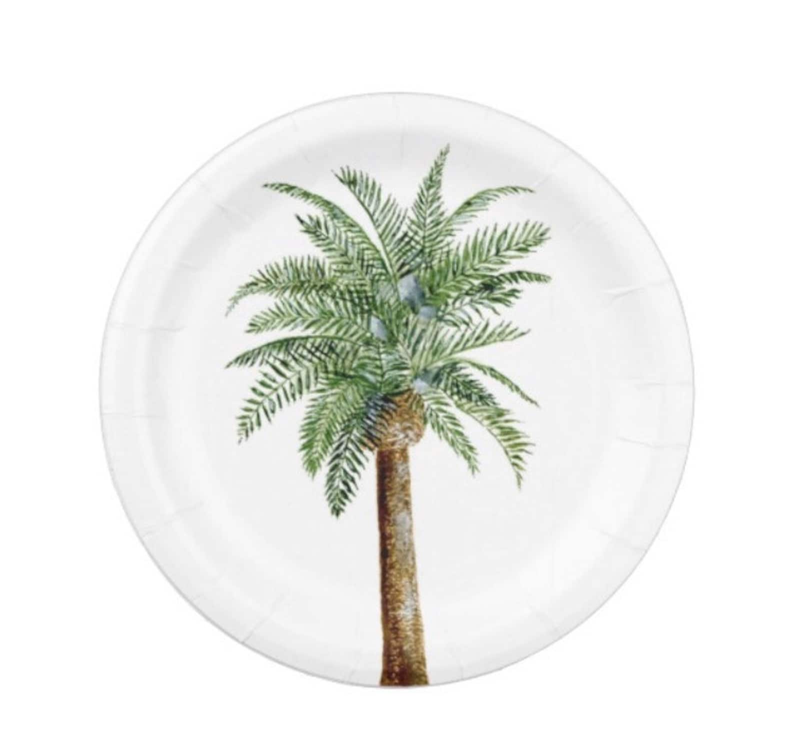 Palm Tree Paper Plates Set of 8 Plates Tropical Plates Palm Etsy