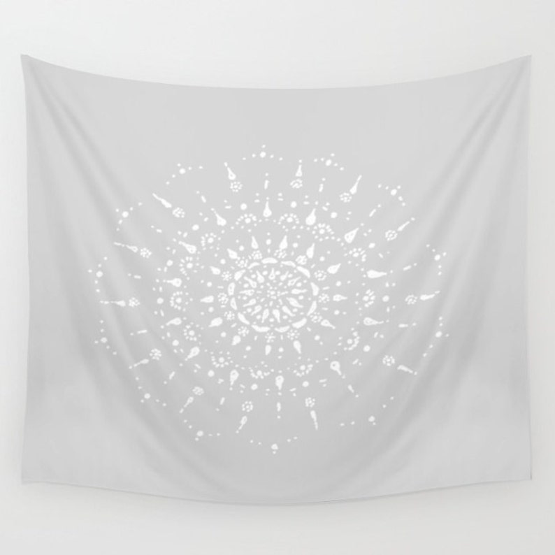 Gray Wall Tapestry grey wall tapestry mandala tapestry Etsy