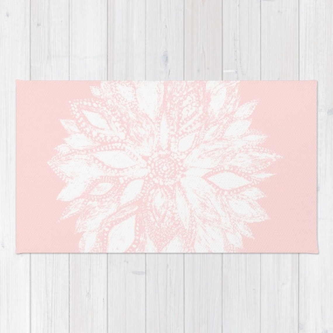 Blush Pink Flower Area Rug Blush Pink Rug Light Pink Rug Etsy