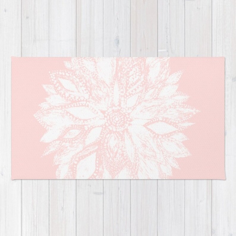 Blush Pink Flower Area Rug Blush Pink Rug Light Pink Rug Etsy