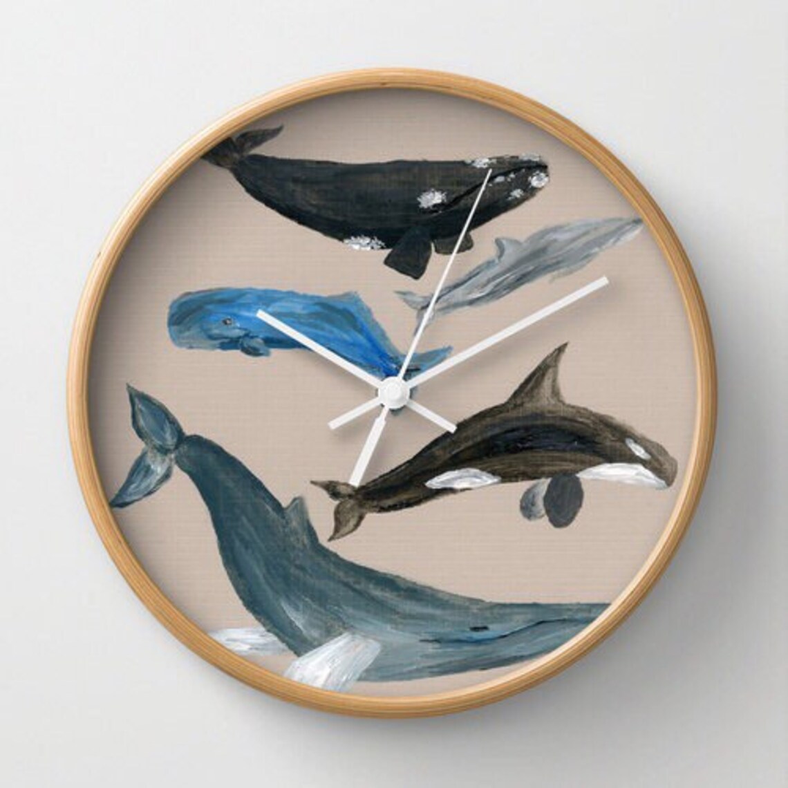 Whale Wall Clock Whale Clock Grey Wall Clock Nautical Etsy