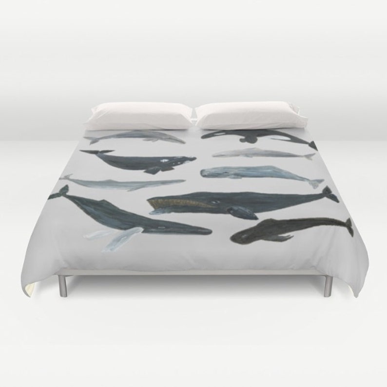 Whale Duvet Cover Bed Bedding Grey