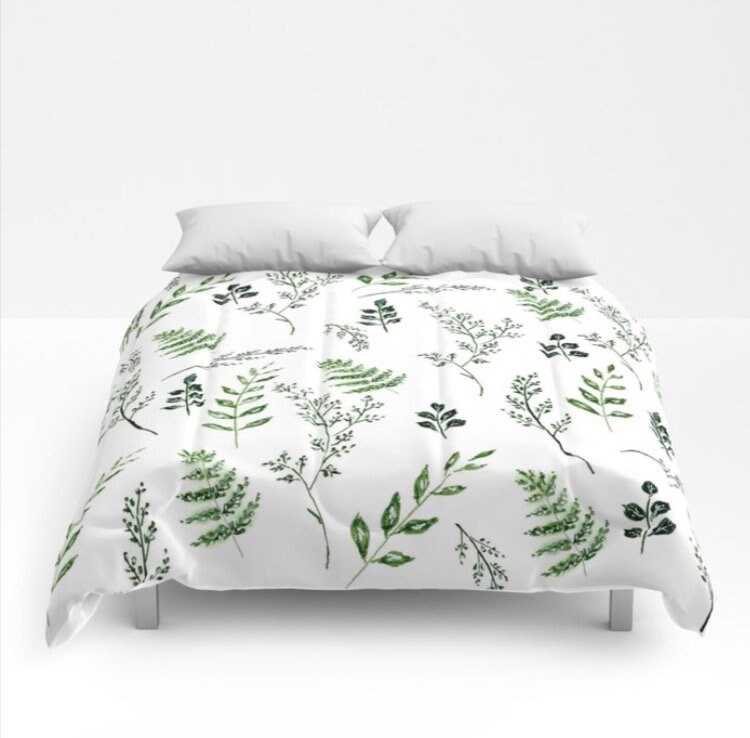 Leaf Comforter leaf bedding green comforter fern comforter Etsy