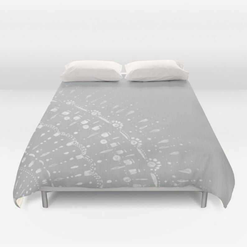 Grey Lace Duvet Cover Vintage Style Image 0