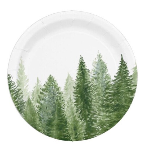 Pine Tree Paper Plates Set of 8 Plates Forest Paper Plates Etsy