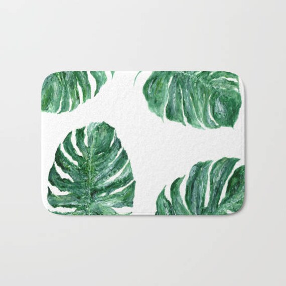 Monstera Leaf Bath Mat tropical leaf mat tropical bath mat