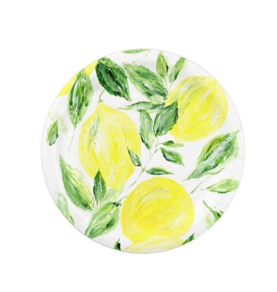Lemon Paper Plates Lemon Party Decor Lemon Paper Plate Baby Etsy