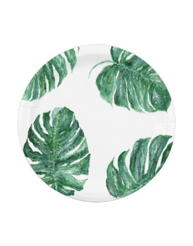 Palm Leaf Paper Plates monstera leaf plates tropical leaf Etsy