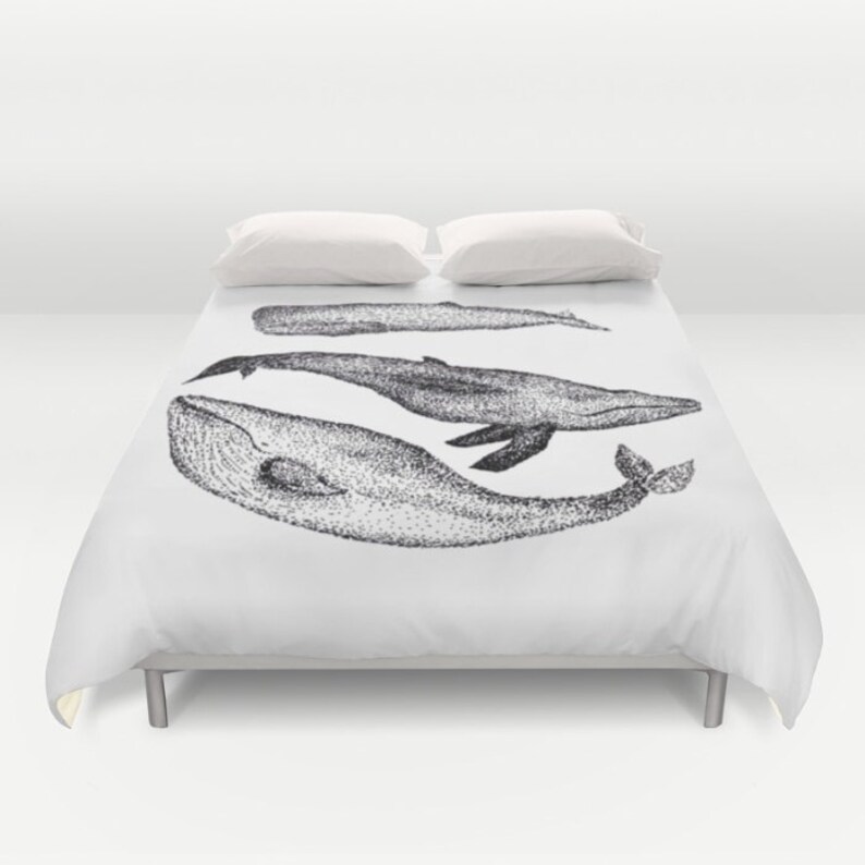 Whale Black White Duvet Cover Bed Image 0