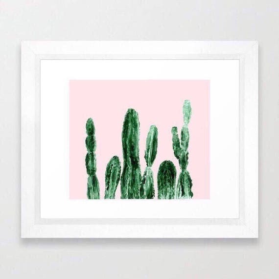 Pink Cactus Print cactus wall art cactus painting pink Etsy