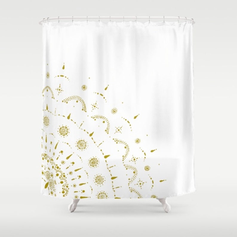 Gold & White Shower Curtain gold shower curtain white shower Etsy