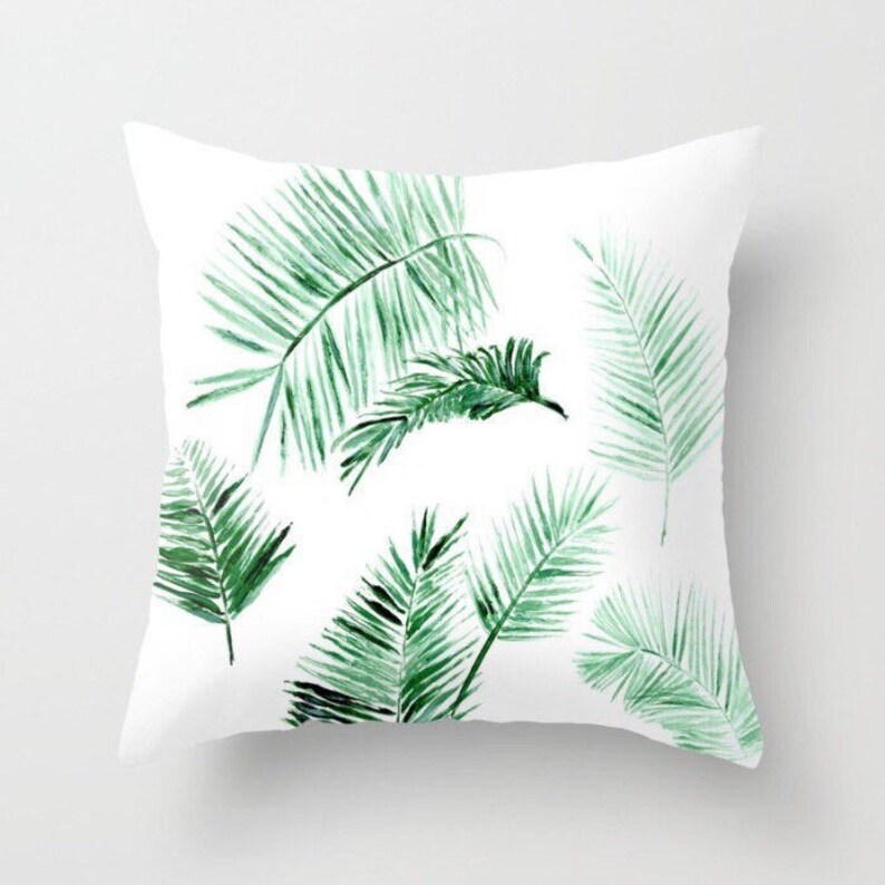 Palm Leaf Outdoor Throw Pillow Palm Outdoor Pillow Modern Etsy