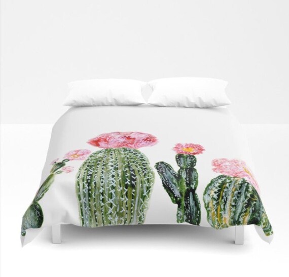 Cactus Duvet Cover Floral Cactus Duvet Cactus Bedding Etsy