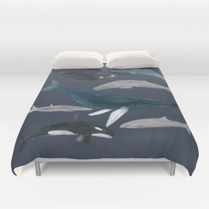 Whale Duvet Cover Bed Bedding Grey Image 0
