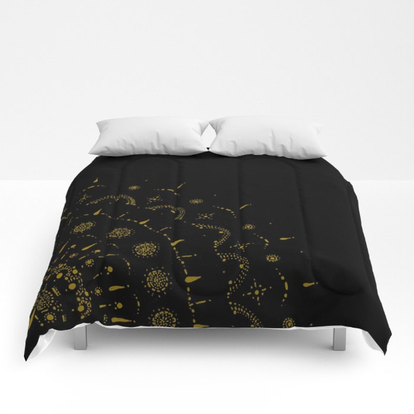 Gold Black Mandala Comforter gold black duvet bohemian Etsy