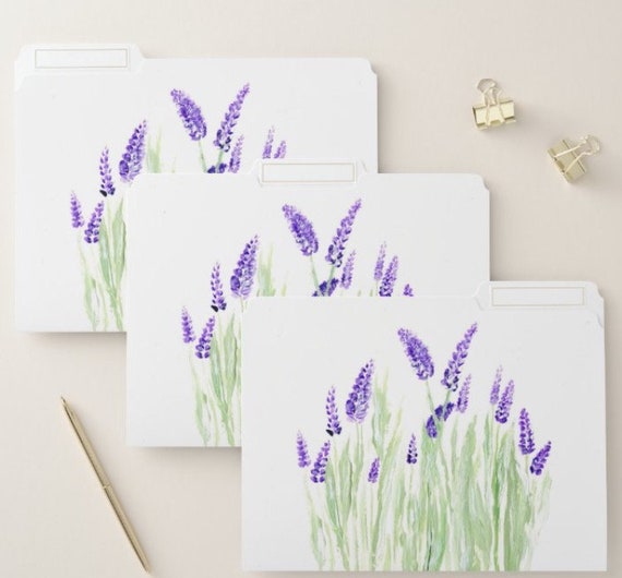 Lavender File Folders Floral File Folders Botanical Folders Etsy
