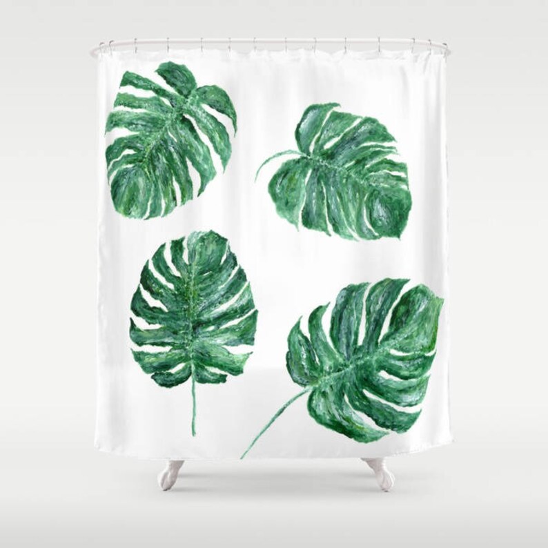 Monstera Leaf Shower Curtain Palm Image 0