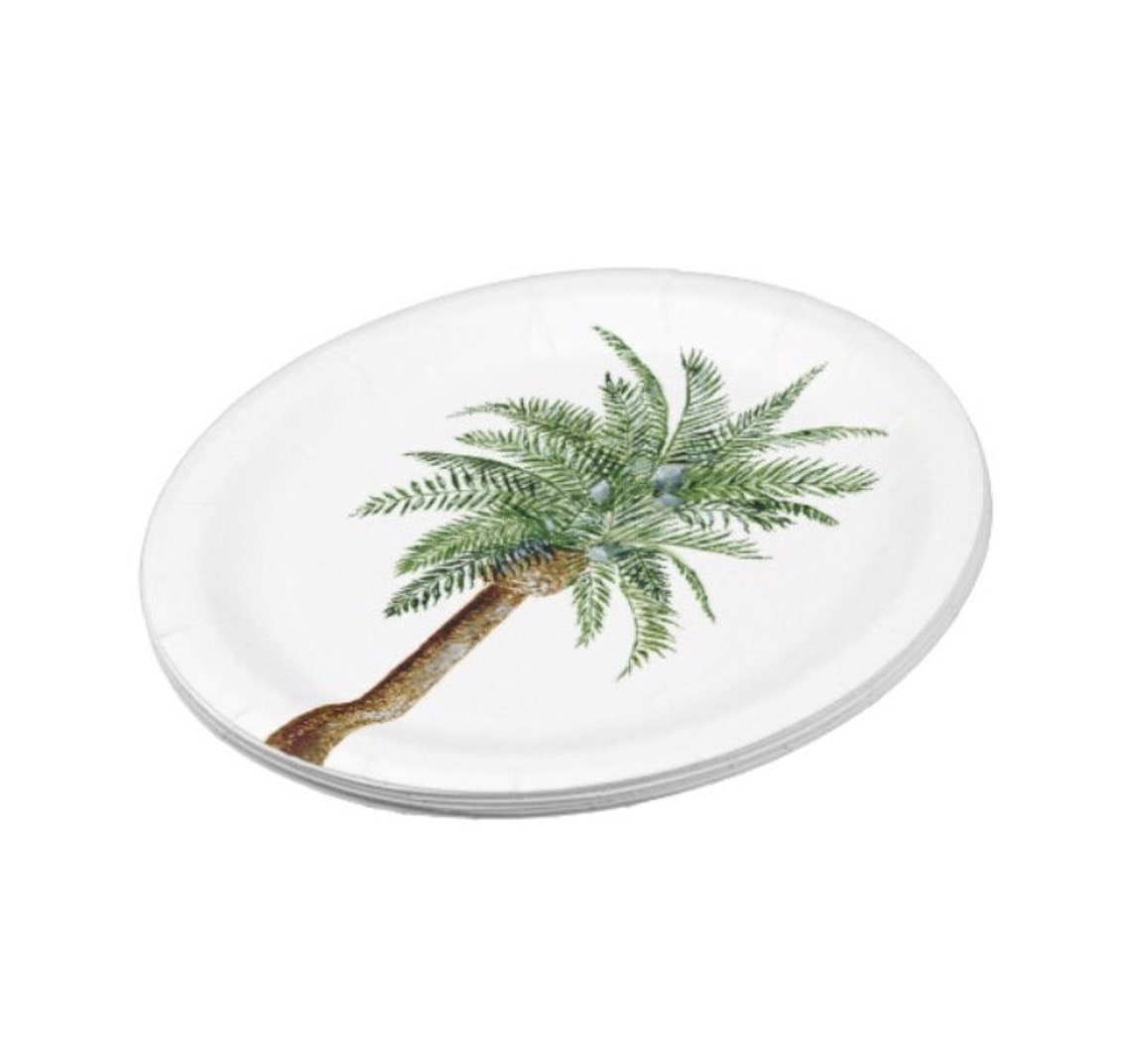 Palm Tree Paper Plates Set of 8 Plates Tropical Plates Palm Etsy