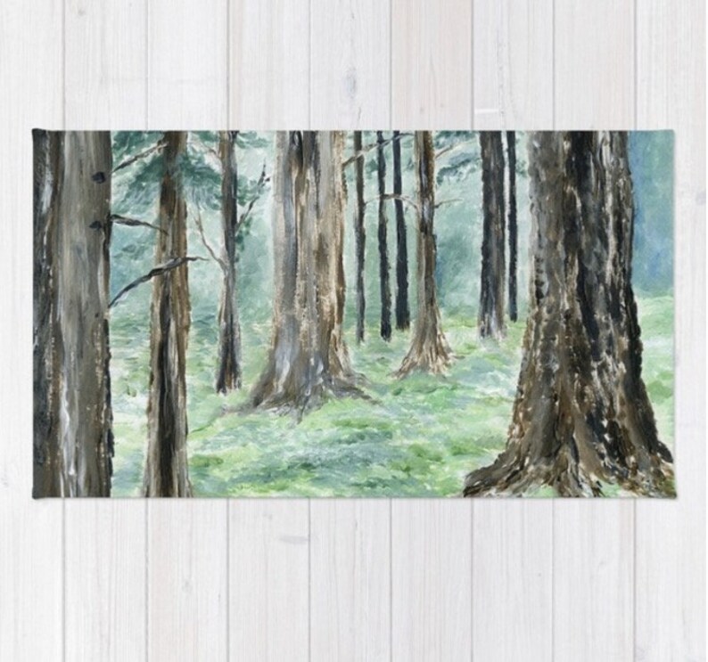 Forest Area Rug Woodland Pine Tree Painting Trees Nursery
