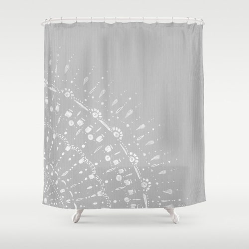 Grey Lace Shower Curtain Grey Shower Curtain Gray Shower Etsy