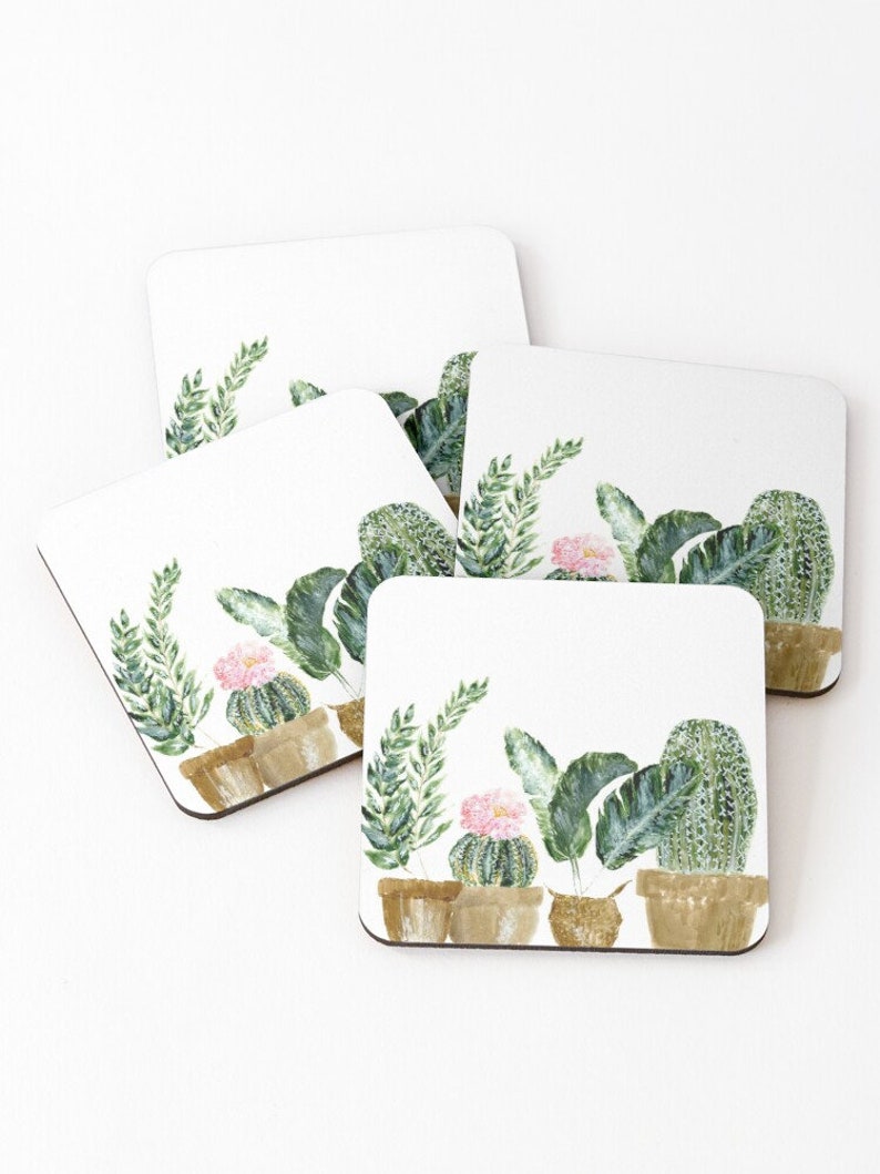 Plant Coasters Set of 4 cactus coasters set of coasters Etsy