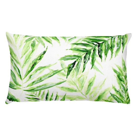 Palm Leaf Pillow rectangular pillow Palm leaf pillow | Etsy