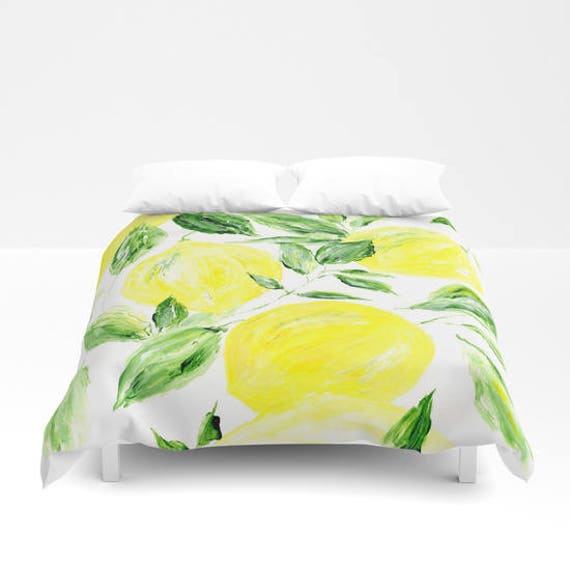 Lemon Duvet Cover Botanical Duvet Lemon Bedding Lemons Etsy