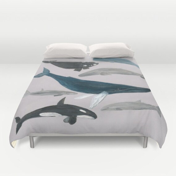 Whale Duvet Cover Bed Bedding Grey