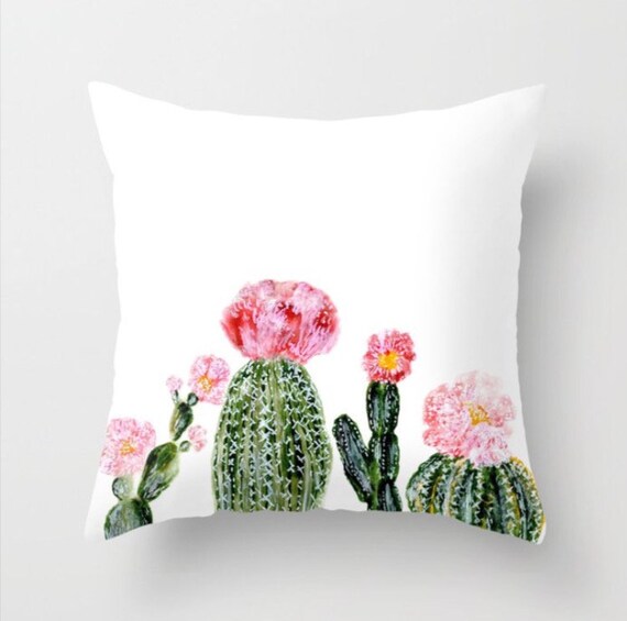 Cactus Throw Pillow Succulent Pillow Cactus Flower Pillow Etsy