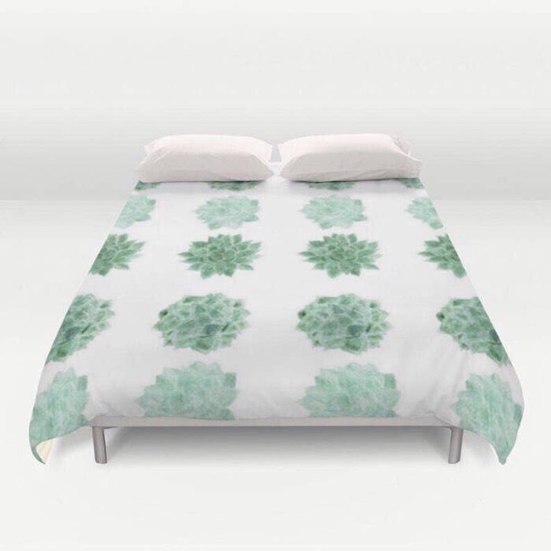 Succulent Duvet Cover White Cactus Bedding Image 0