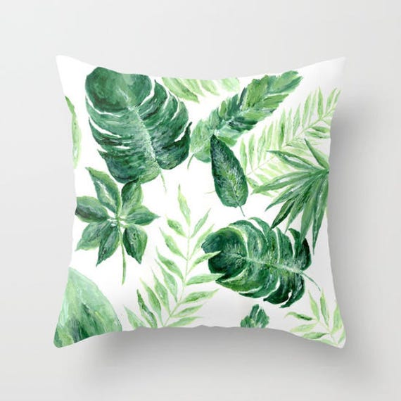 Palm Leaf Throw Pillow palm leaf pillow Palm leaf pillow | Etsy