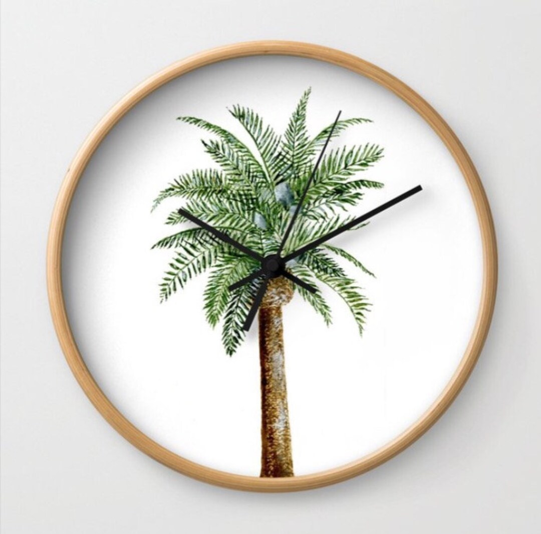 Palm Tree Wall Clock Palm Tree Clock Tropical Clock Etsy