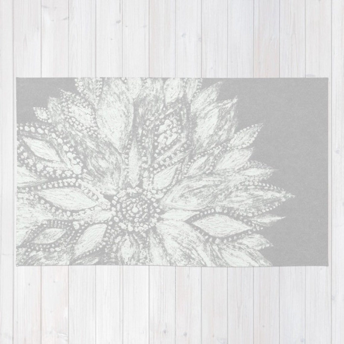 Grey Flower Area Rug Grey Nursery Rug Grey 4x6 Rug Gray 4x6 Etsy