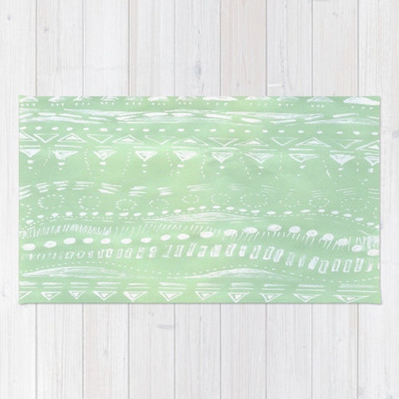 Mint Green Geometric Area Rug Modern Light Pastel