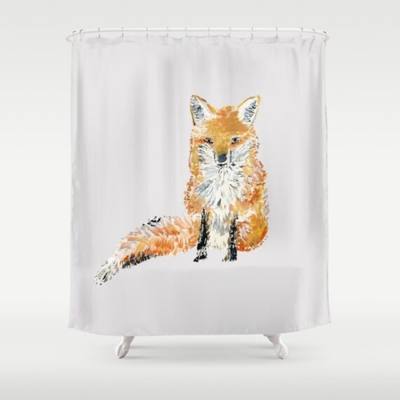Fox Shower Curtain Grey Gray Image 0