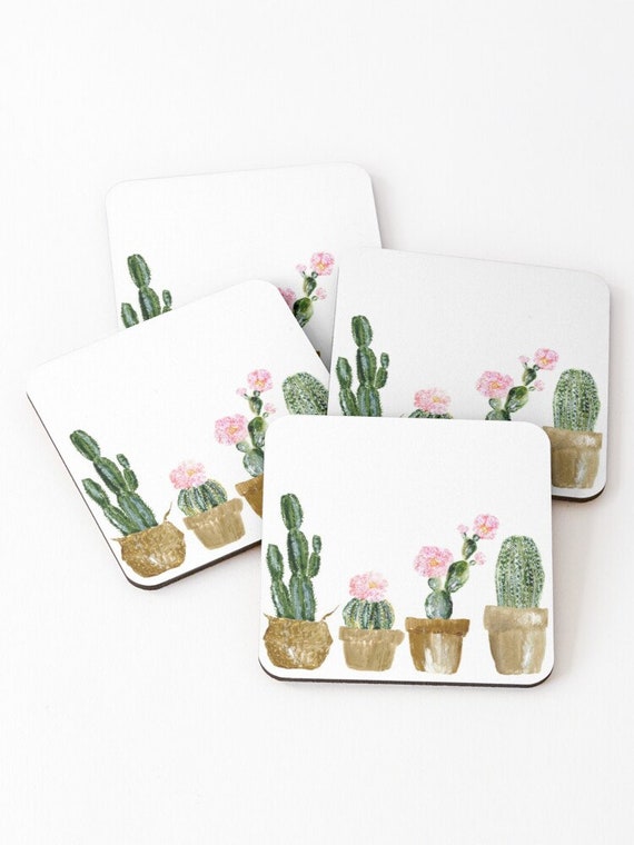 Succulent Coasters Set Of 4 Cactus Coasters Set Of Etsy