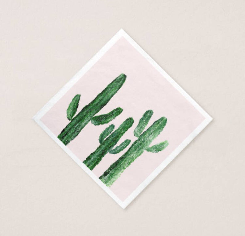 Blush Pink Cactus Napkins Cactus Napkins Cactus Party Blush Etsy