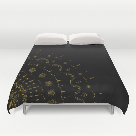 Black And Gold Duvet Cover Gold Bed Cover Black Gold Cover Etsy