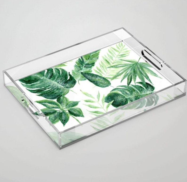 Palm Leaf Tray green tray palm leaf decor bathroom tray Etsy