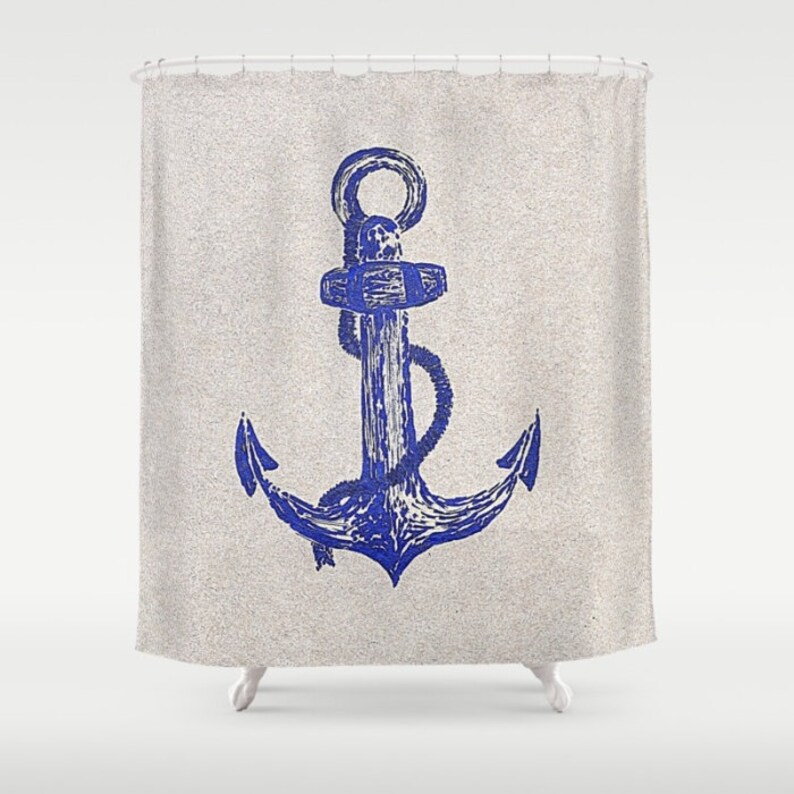 Anchor Shower Curtain nautical shower curtain nautical Etsy