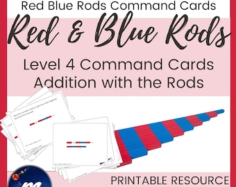 Carte comando aste rosse blu Montessori dal minimo al massimo Set 3