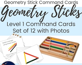 Geometry Stick Command Cards Level 1 Build Triangles Montessori