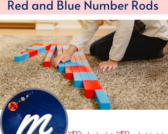 Materiale stampabile per aste numeriche rosse e blu per matematica Montessori: stampa e vai!